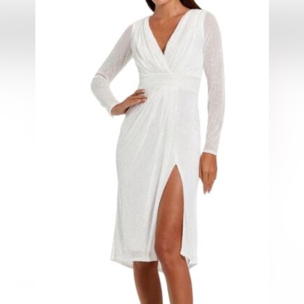 NWT Mac Duggal Sz 4 White Midi Dress